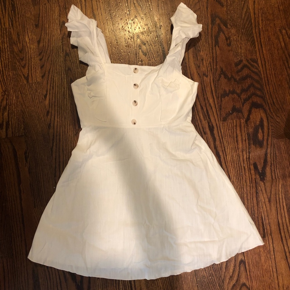 Beautiful White 4 Button  A-line Summer Dress